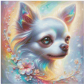 Rainbow Flowers Chihuahua 60x60 120 Farben