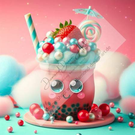 Diamond Painting Bild „Bubble Tea Red“