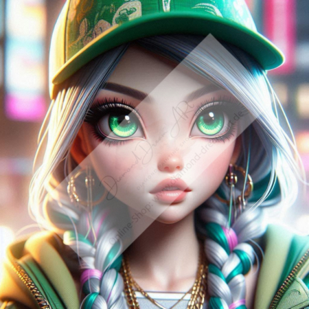 Diamond Painting Bild „Capgirl with green Eyes“