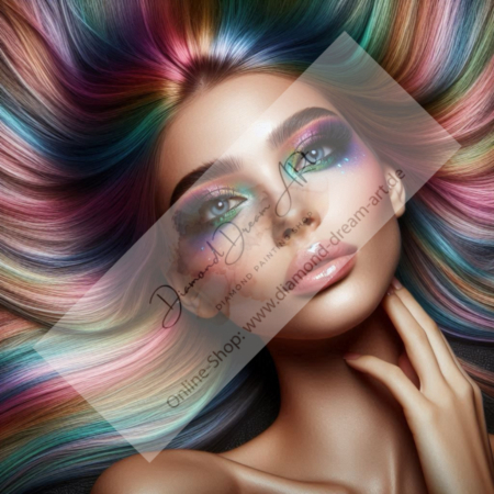 Diamond Painting Bild „Rainbow Make Up & Hair Woman"