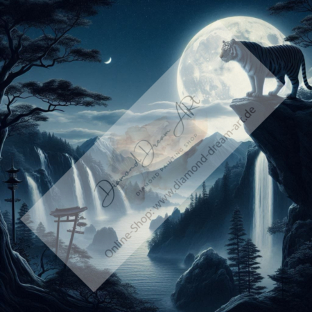 Diamond Painting Bild „Tigers in the Moonlight“