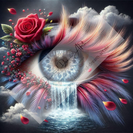 Diamond Painting Bild „Feather Eye Rose“