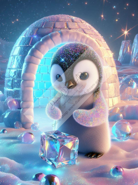 Diamond Painting Bild „Glitter Pingu“