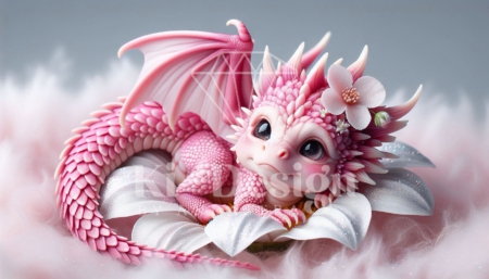 Diamond Painting Bild „Small pink Flower Dragon“