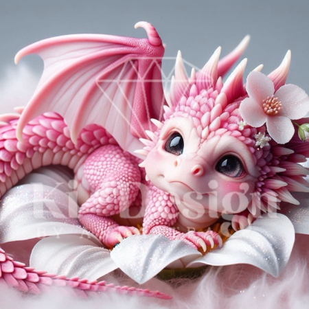 Diamond Painting Bild „Small pink Flower Dragon“