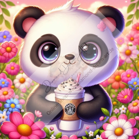 Diamond Painting Bild „Panda with cocoa“