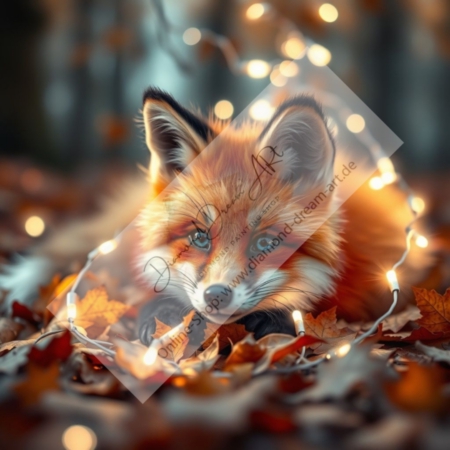 Diamond Painting Bild cute Fox with fairy Lights