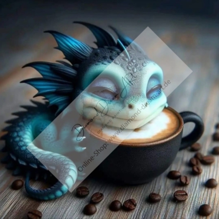 Diamond Painting Bild Sleepy Coffee Dragon