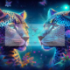 Diamond Painting Bild „Rainbow Leo in Nightlight“