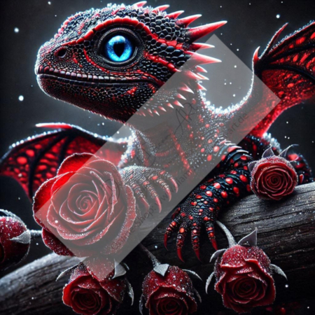 Diamond Painting Bild „Red Rose Dragon“