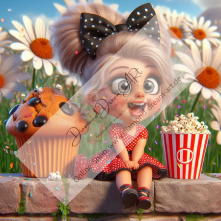 Diamond Painting Bild „Rockabilly Crazy Popcorn Girl“