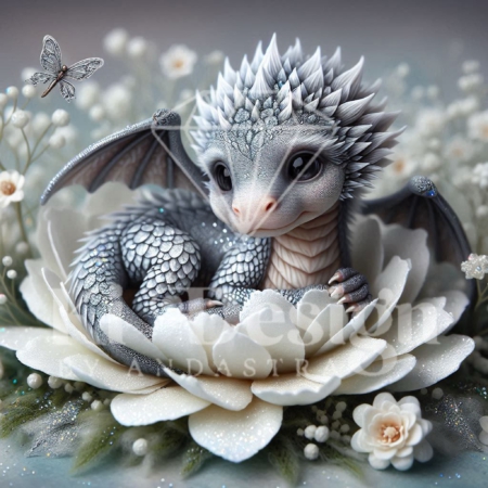 Diamond Painting Bild „Small Grey Flower Dragon“