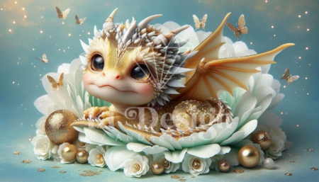 Diamond Painting Bild „Small Yellow Flower Dragon“