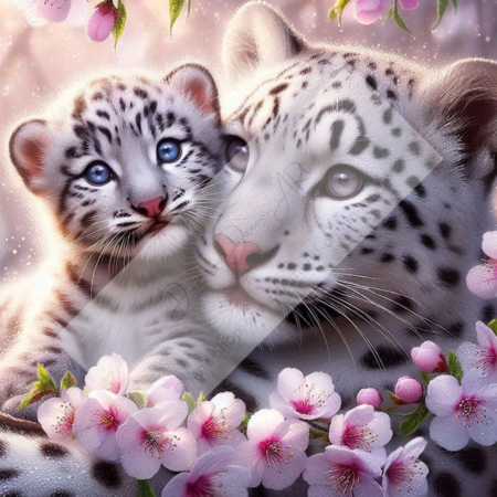 Diamond Painting Bild „Snow Leopard Love“