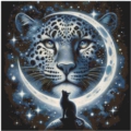 The cat in the moonlight Pixel 60x60 cm