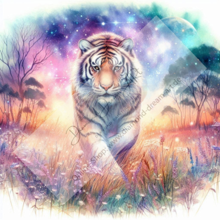 Diamond Painting Bild „Tiger in the flower field“