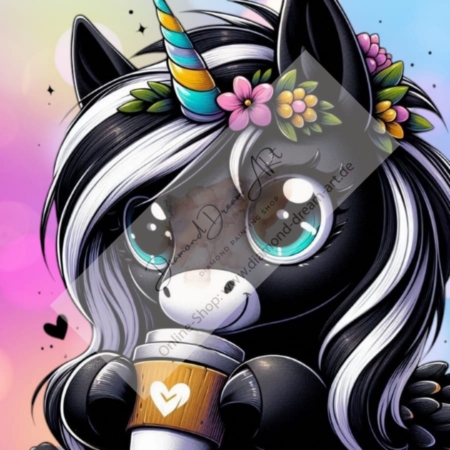 Hearty Blue eye Unicorn with flowers