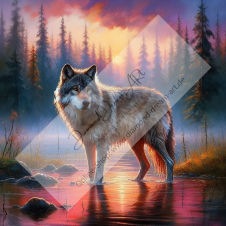 Diamond Painting Bild „Wolf in the Riverbed“