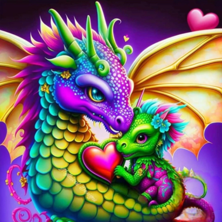 Diamond Painting Bild „Dragon Family“ AB